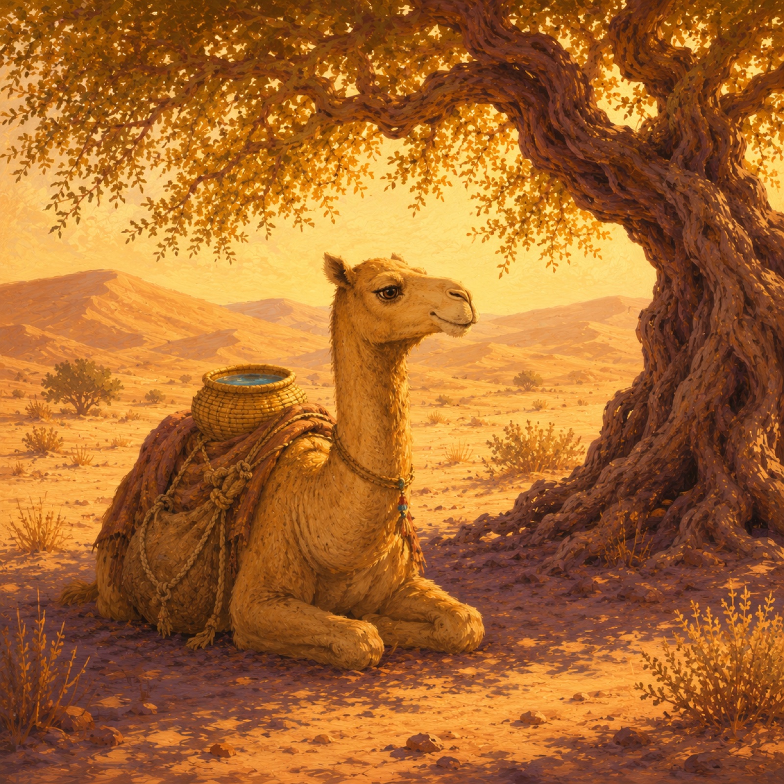 Dana the camel resting in the shade